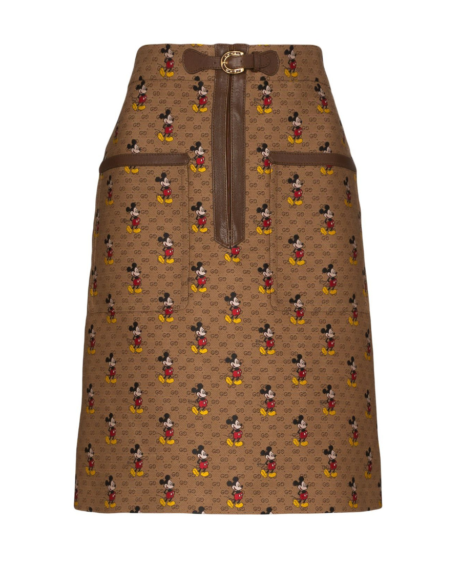 Gucci X Disney Mickey Monochrome Skirt In Brown