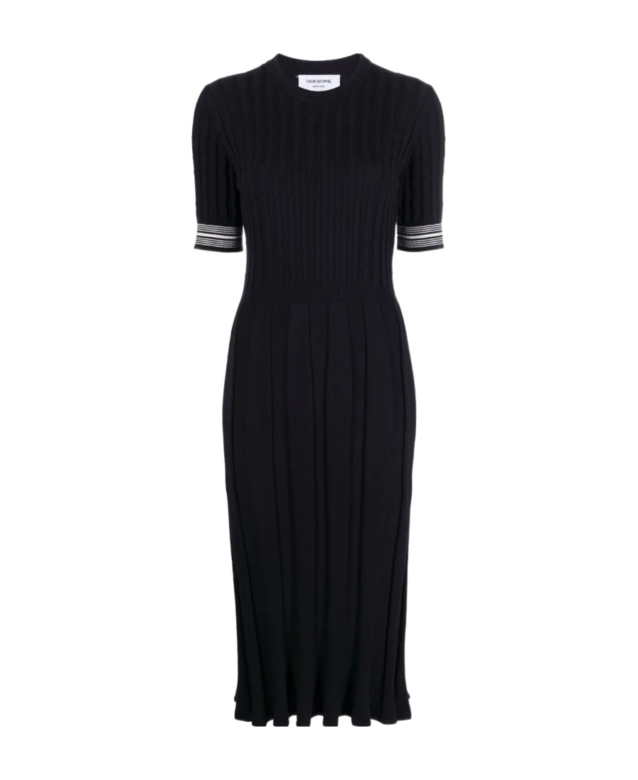Thom Browne Cable-knit Cotton Midi Dress In Black