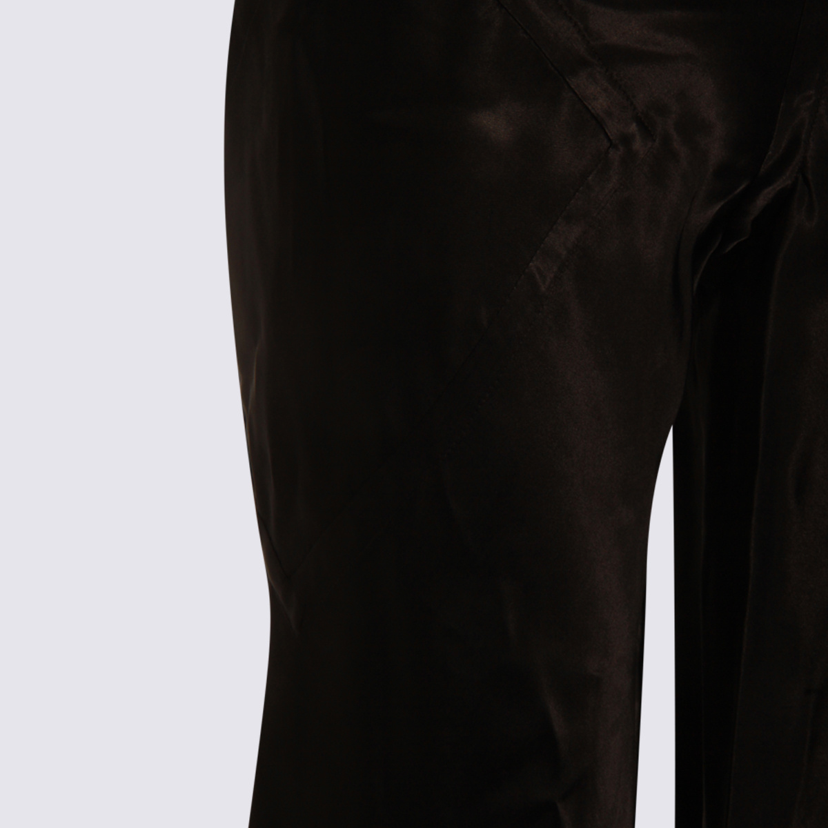 Rick Owens High Waist Wide Leg Trousers With Satin Finish In Black