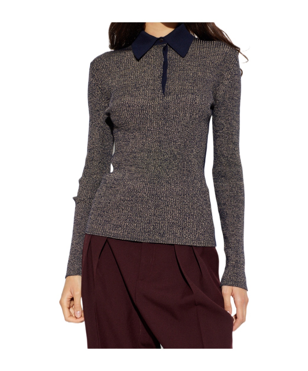 Ferragamo Long-sleeve Polo In Black