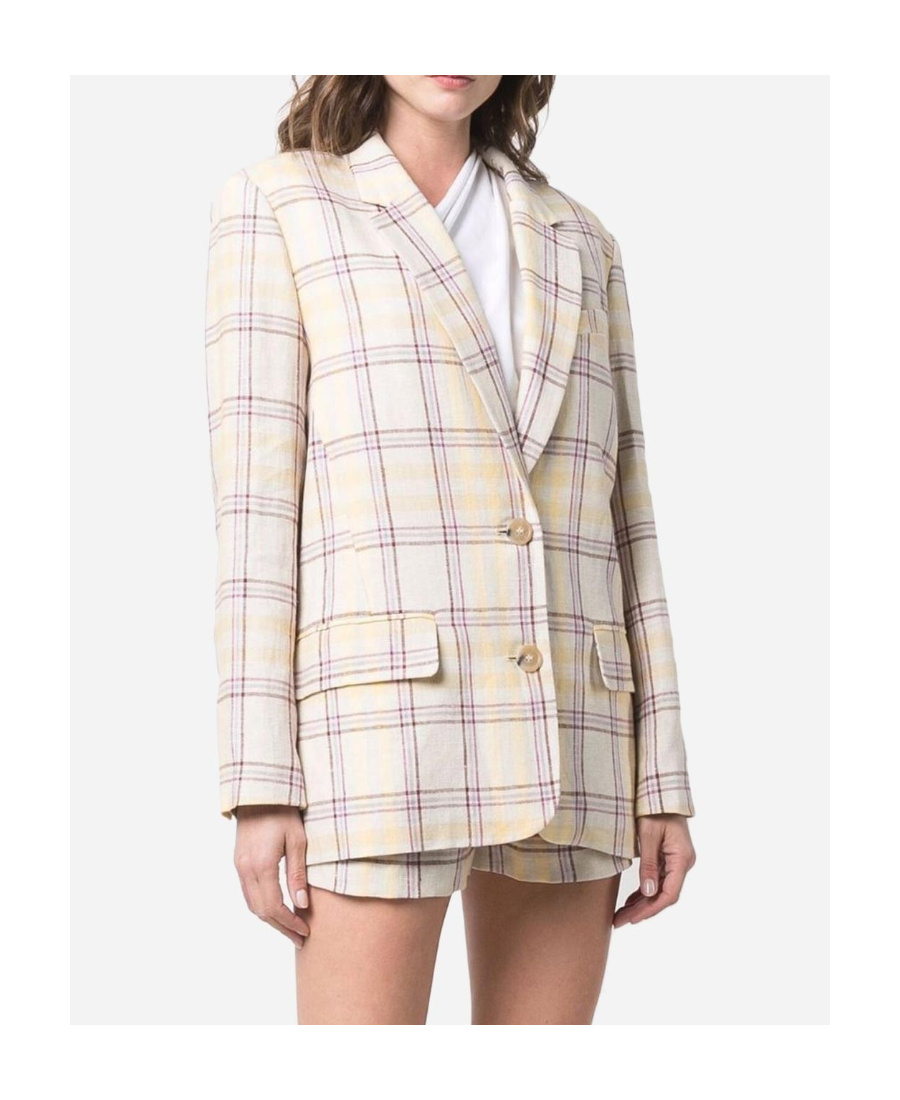 Isabel Marant Check-print Linen Blazer In Nude