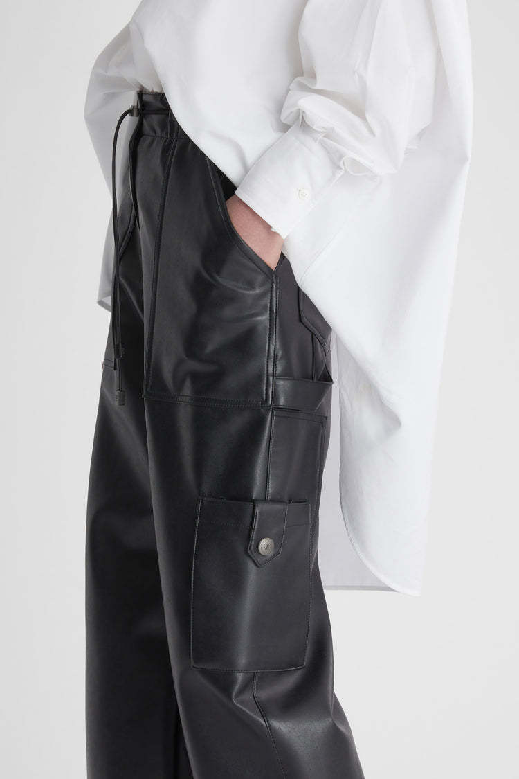 Ermanno Scervino Drawstring-waist Faux-leather Trousers In Black