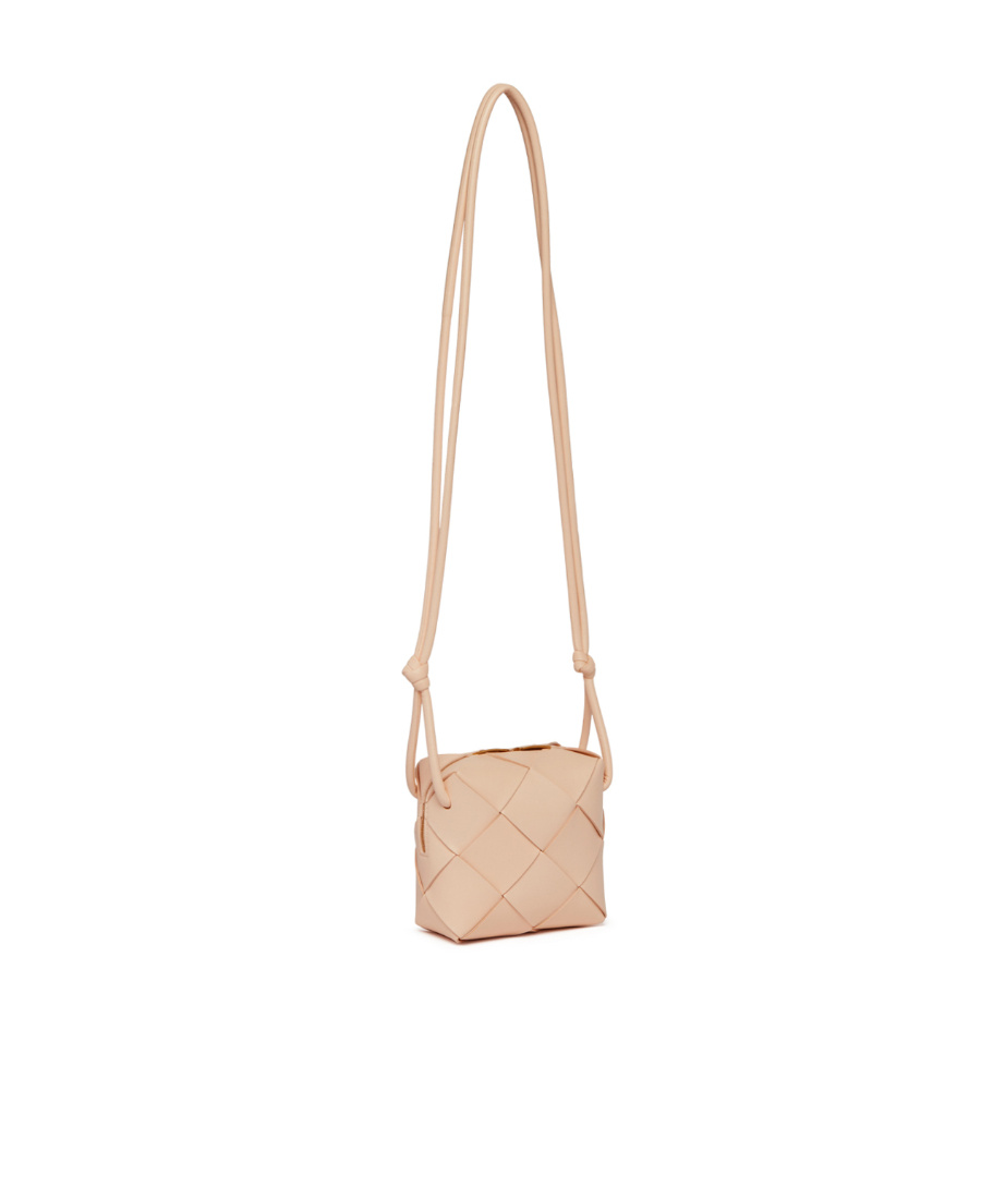 Bottega Veneta Mini Cassette Leather Camera Bag In Nude
