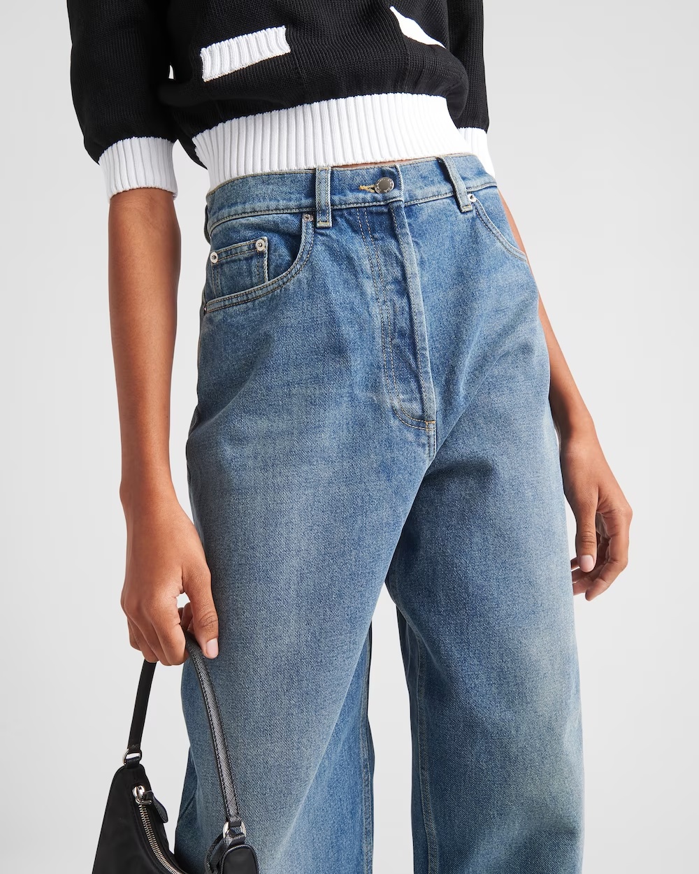 Prada High-rise Straight-leg Jeans In Medium Blue