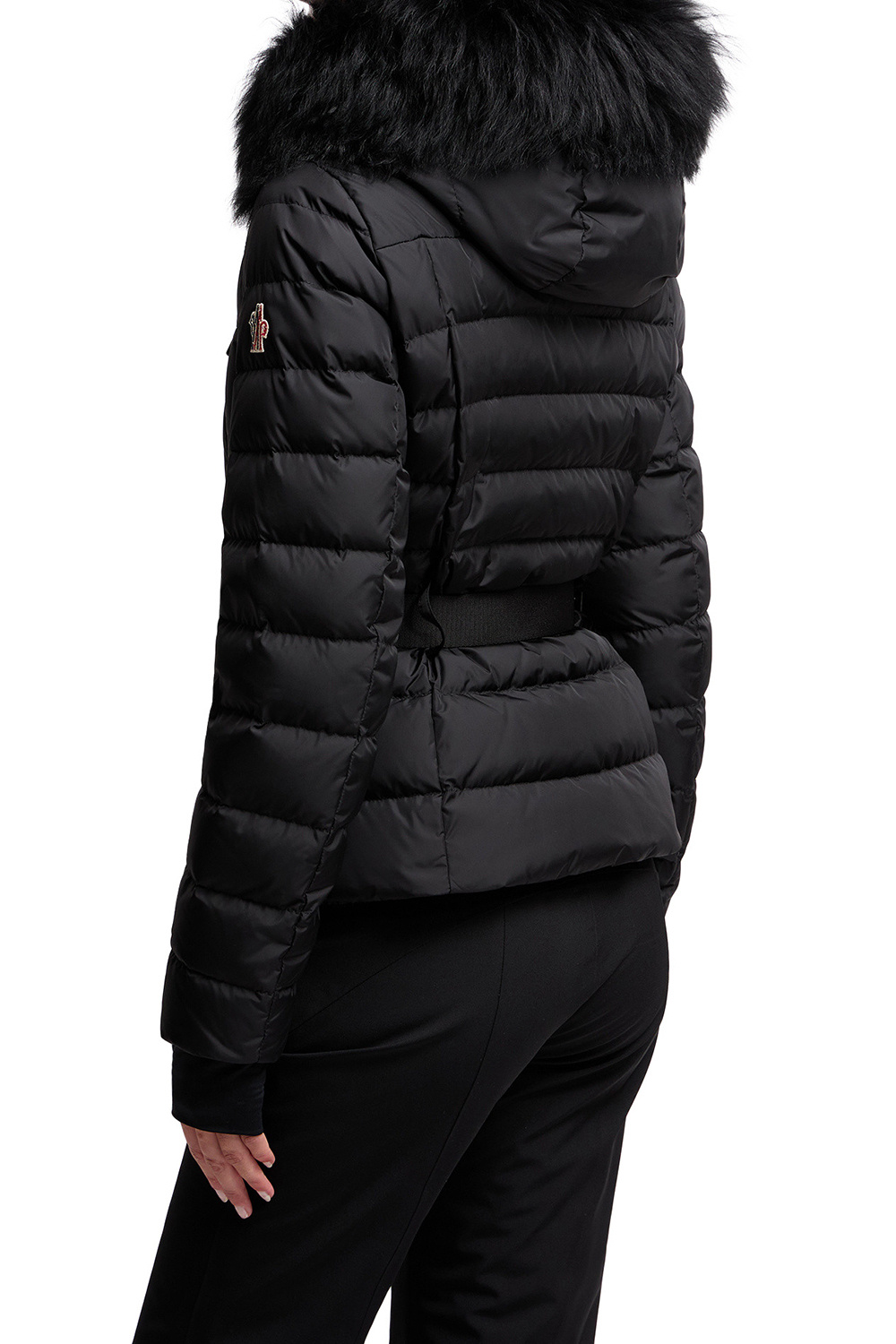 Moncler Beverley Hooded Shearling-trimmed Ski Down Jacket In Black