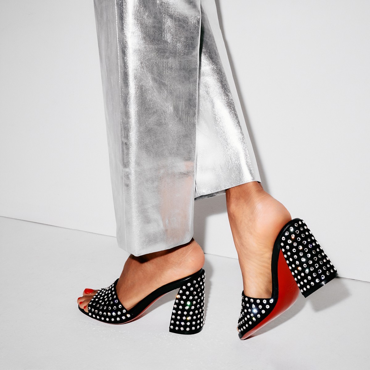 Christian Louboutin Jane Crystal Embellished Slide Sandal In Black