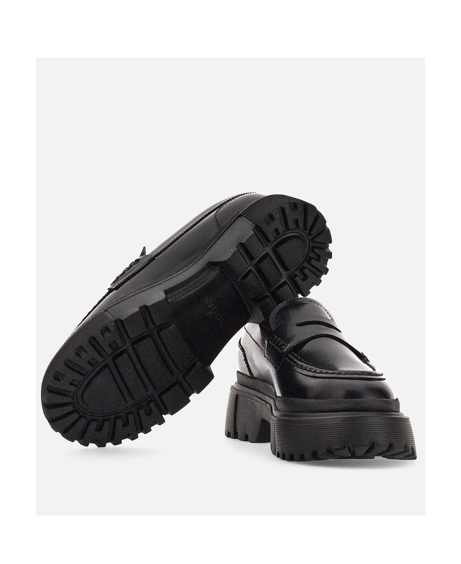 Hogan Chunky Leather Loafers In Black