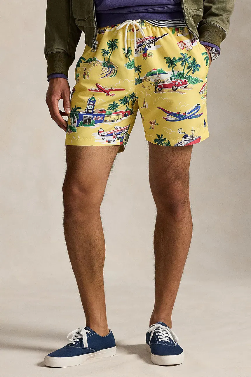 Polo Ralph Lauren Polo Bear Traveller Swim Shorts In Yellow