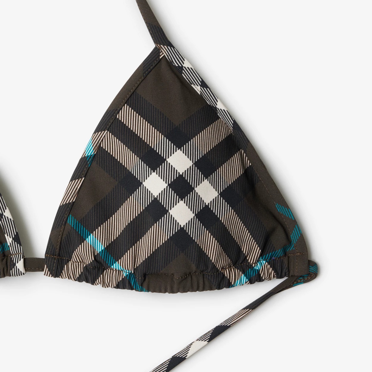 Burberry Check Lycra Triangle Bikini Top In Black