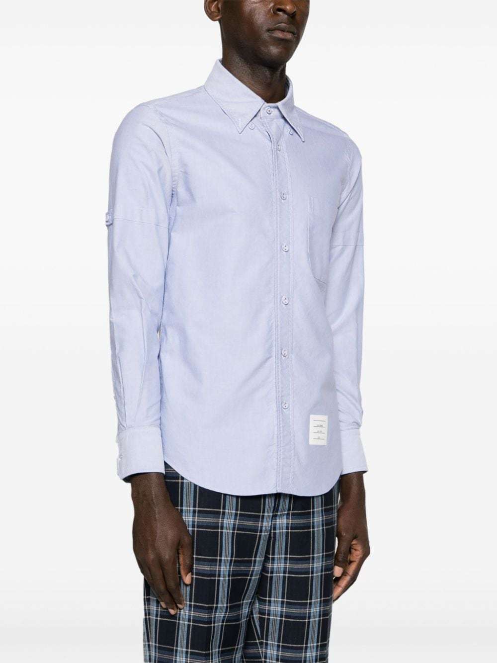 Thom Browne Armband-embellished Cotton Shirt In Blue