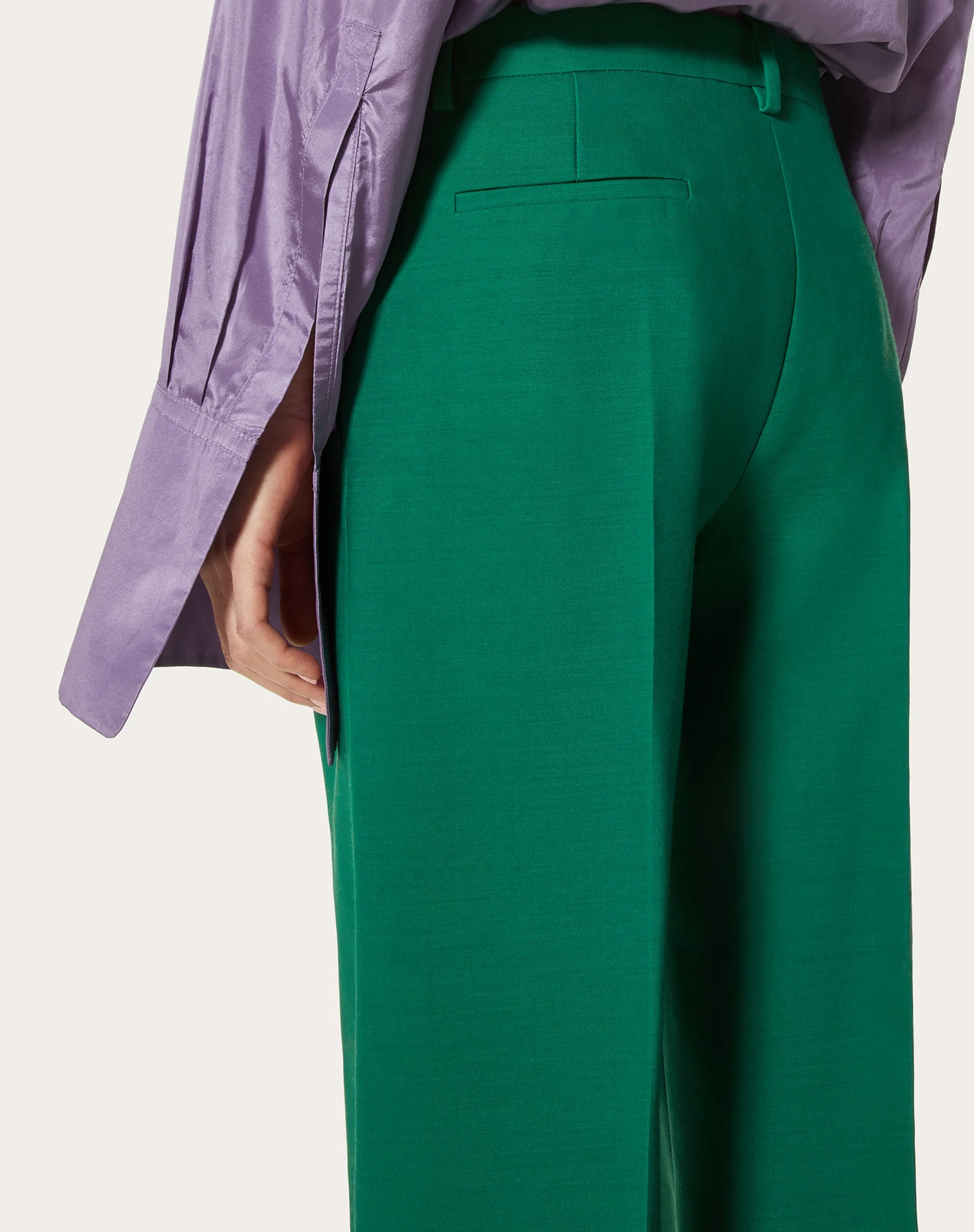 Valentino High-waist Wide-leg Trousers In Green