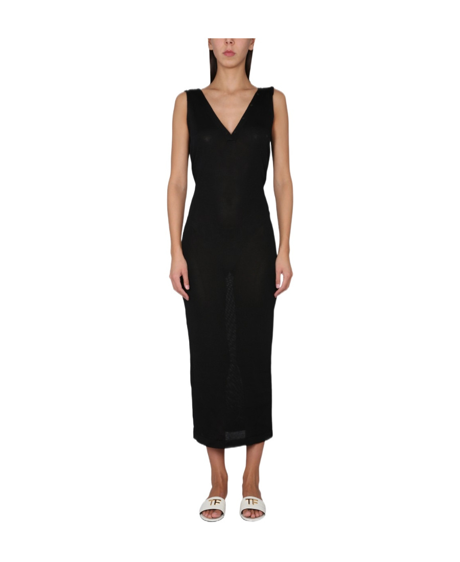 Tom Ford Black Slinky Maxi Dress In Black