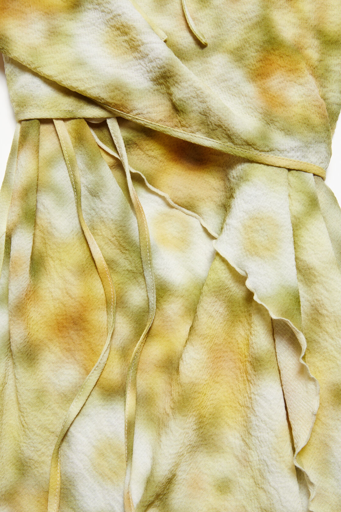 Shop Acne Studios Abstract-print Wrap Midi Dress In Yellow