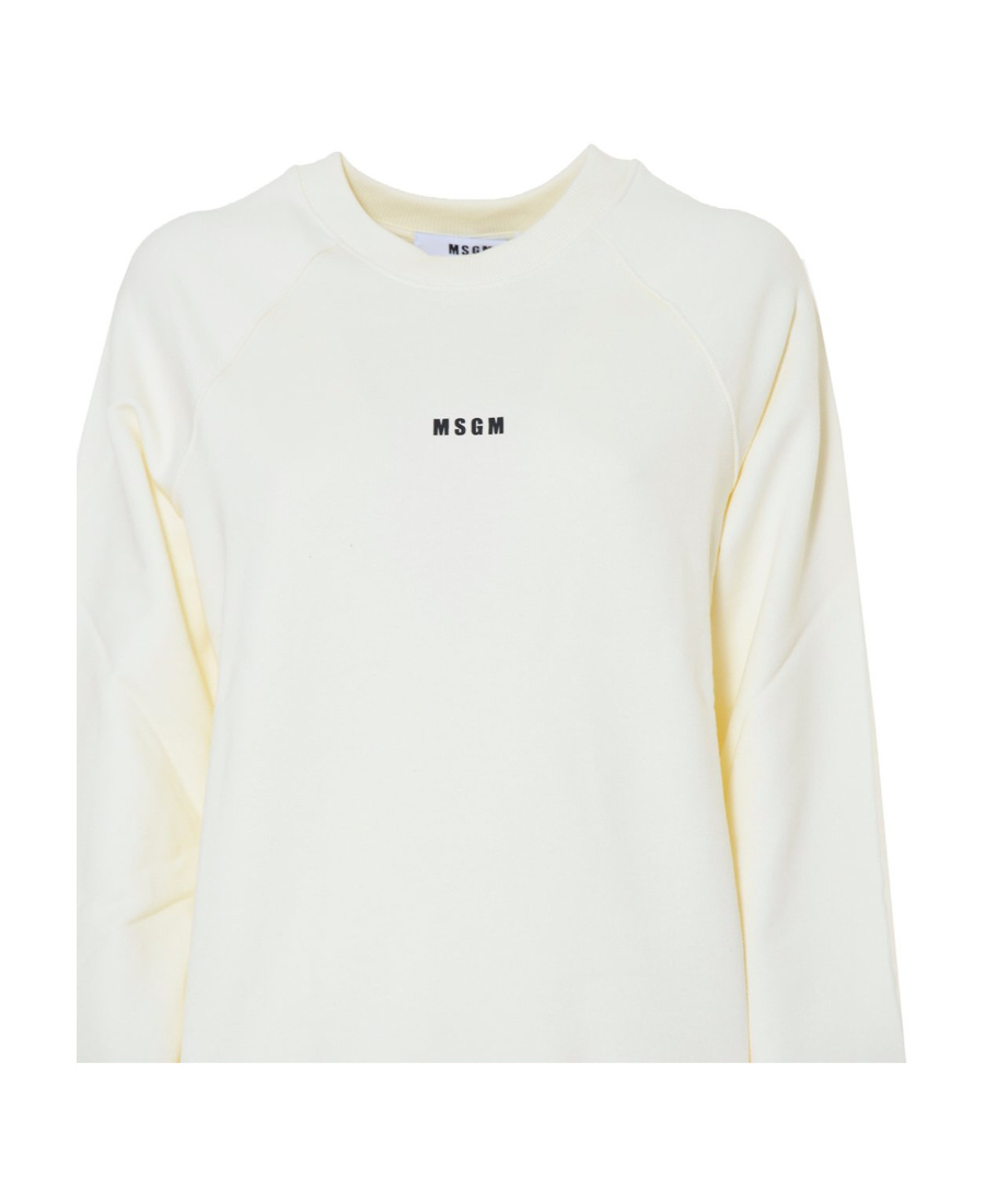 Msgm Logo Printed Crewneck Sweatshirt In White