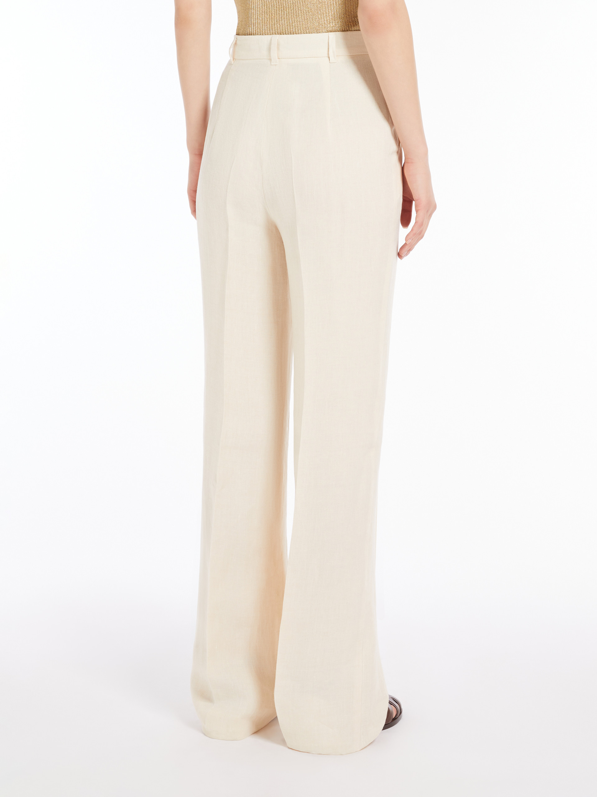Max Mara Studio Butter Linen Trousers In Beige