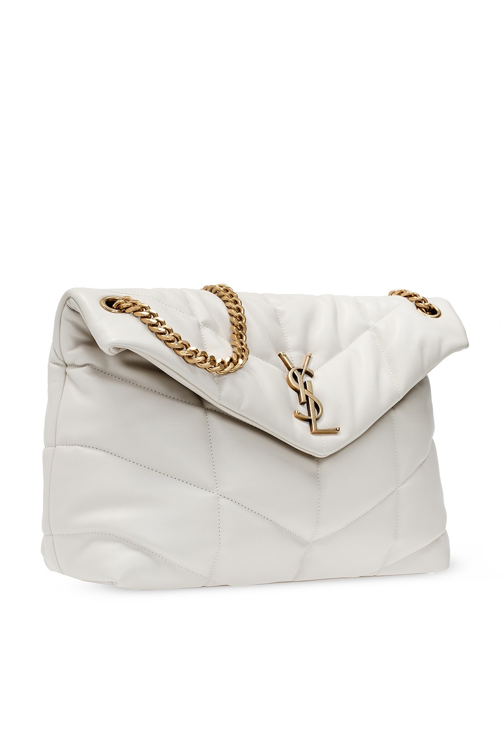 Saint Laurent Medium Loulou Puffer Shoulder Bag In White