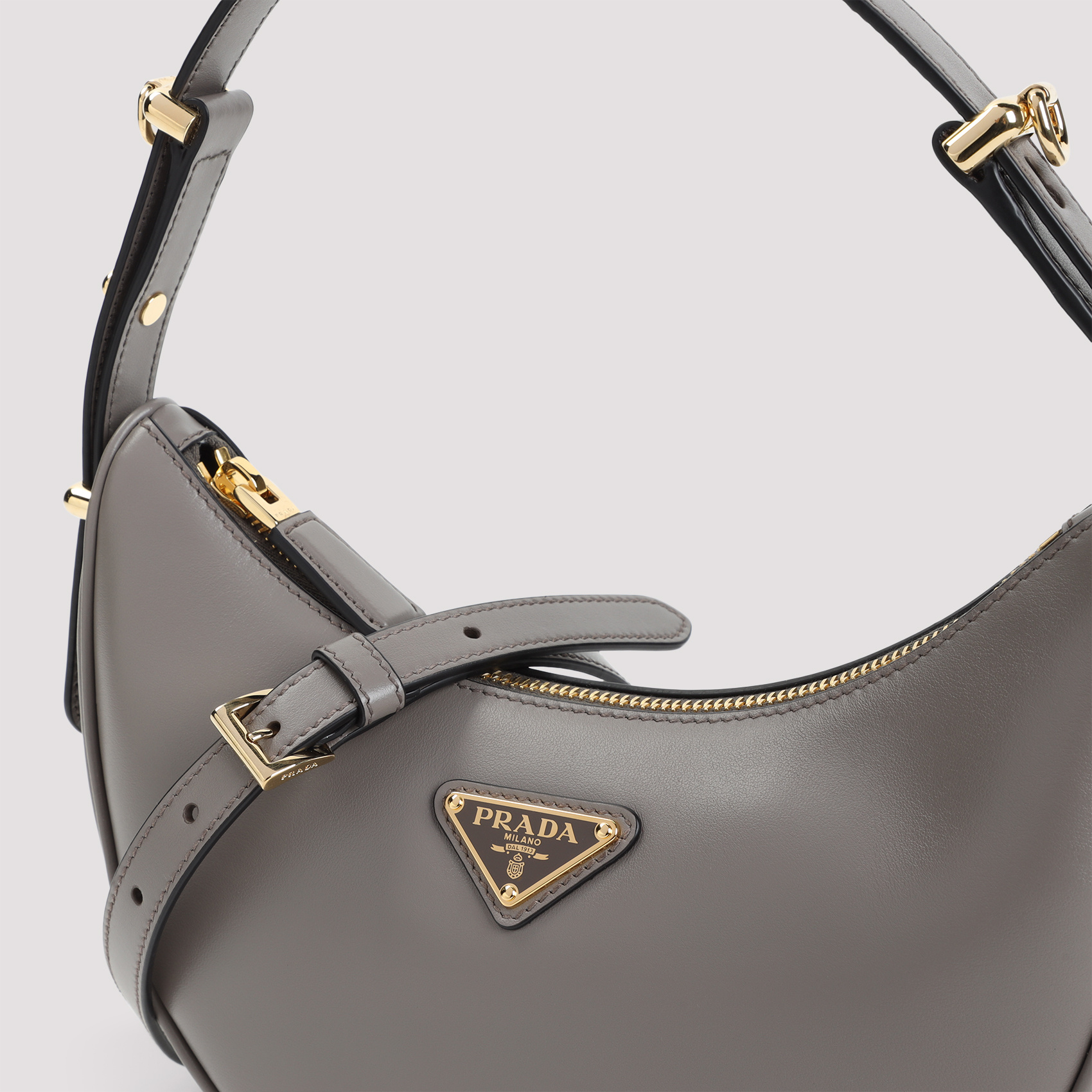 Prada Zippered Shoulder Bag In Gray