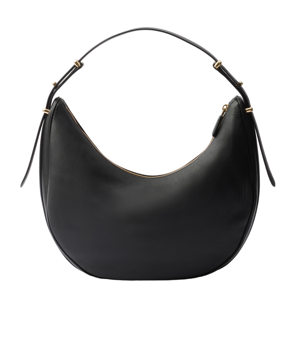 Prada Rounded Shoulder Bag With Gold-tone Hardware In Black