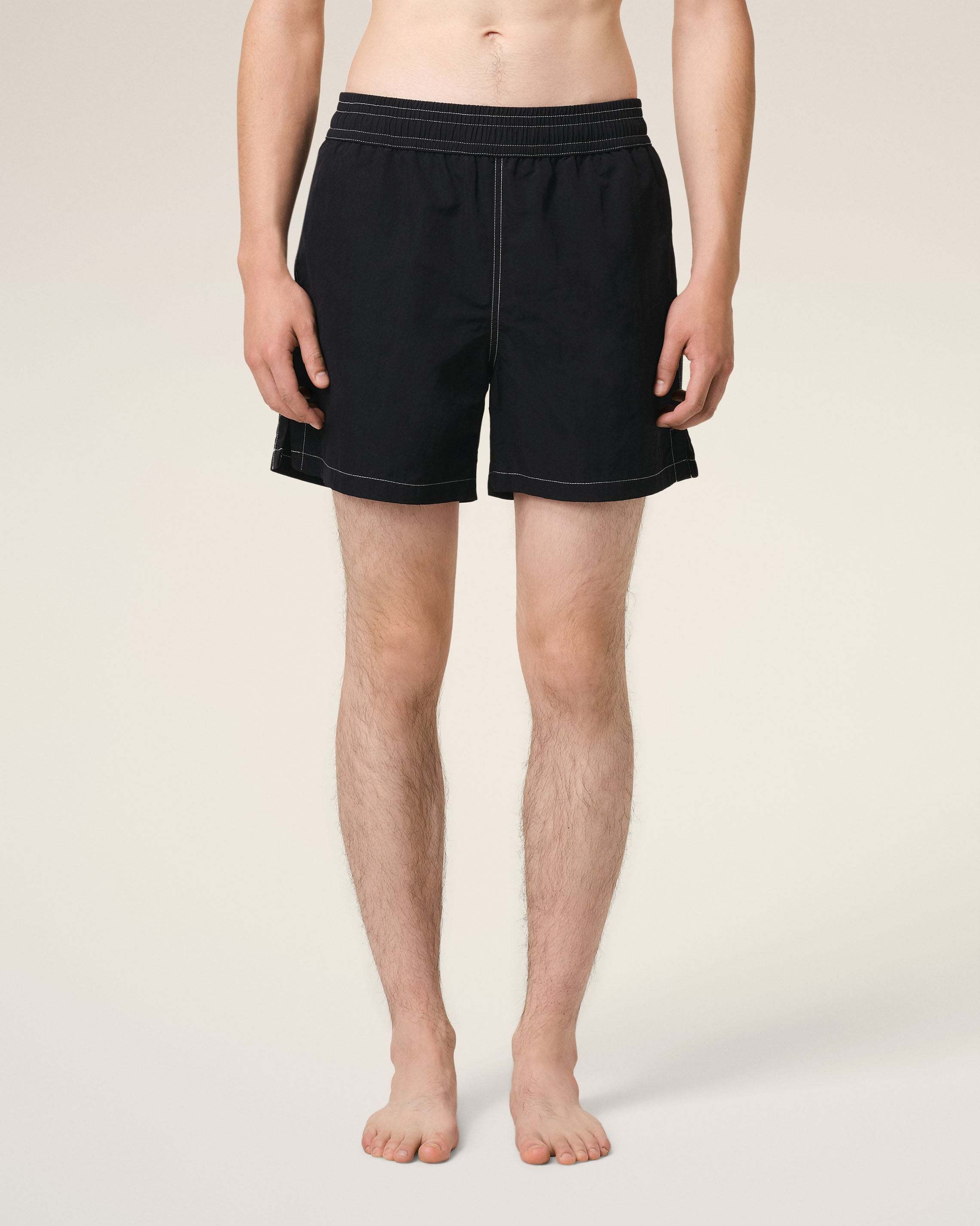 Ami Alexandre Mattiussi Elastic Waist Swimming Trunks In Black