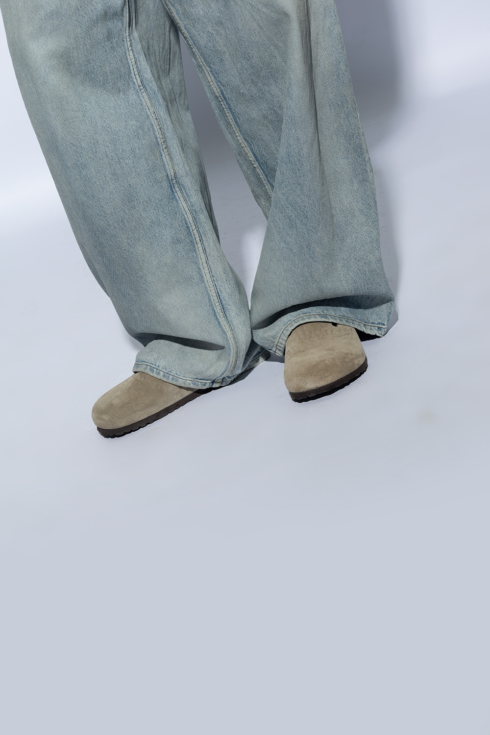 Birkenstock Boston Suede Slippers In Brown