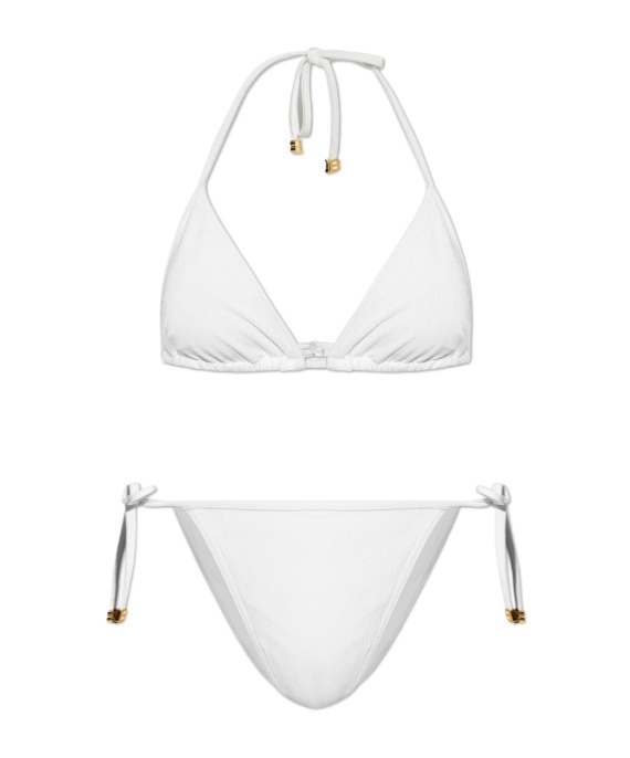 Balmain Logo Bead-detailing Bikini In White