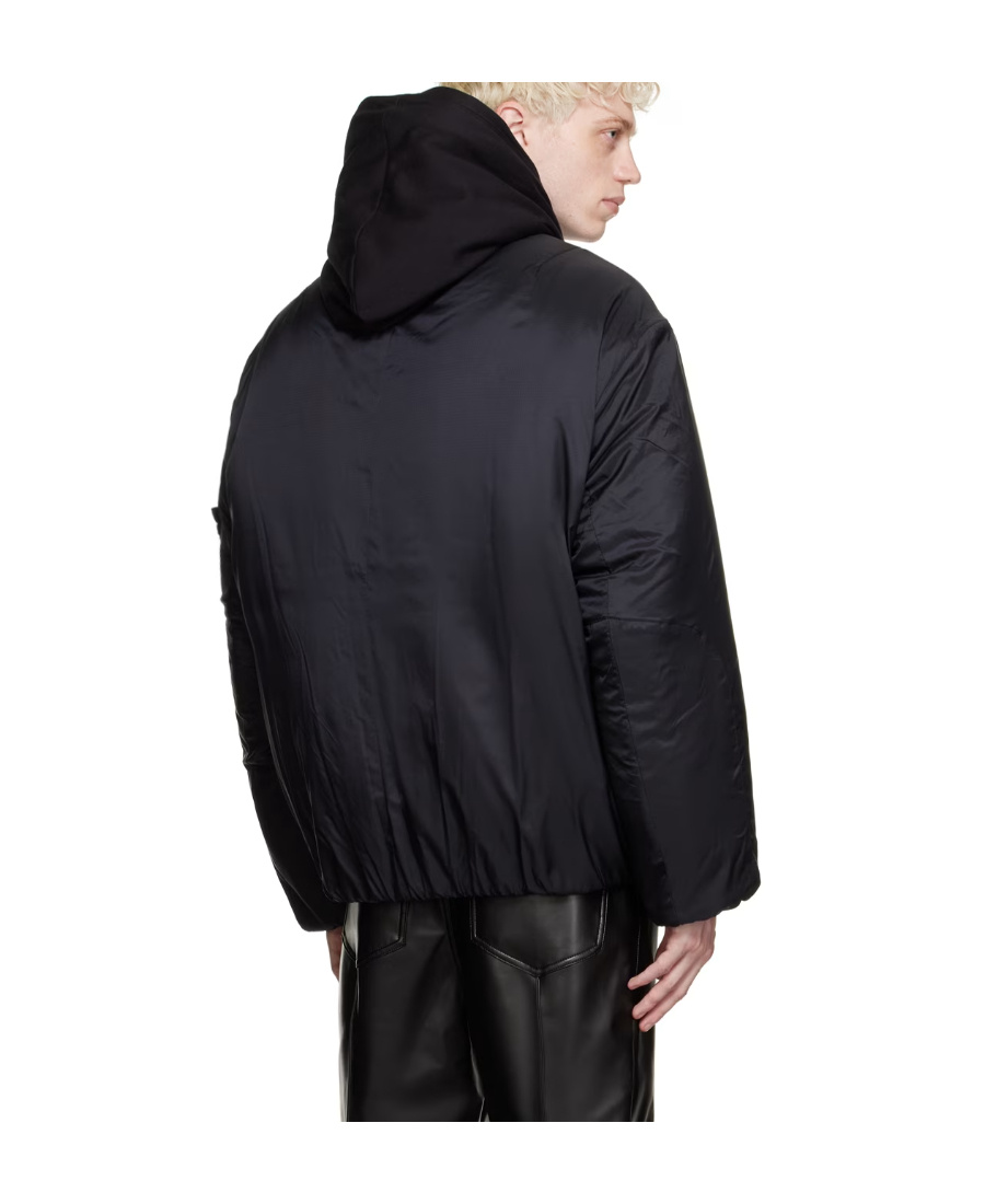 Wooyoungmi Logo Padded Nylon Bomber Jacket In Black