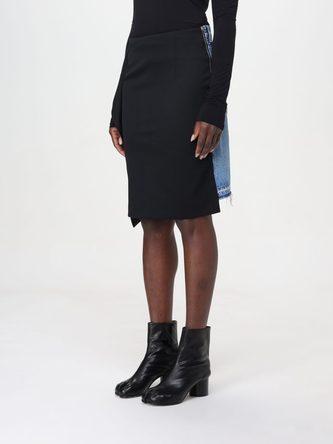 Mm6 Maison Margiela Panelled Denim Miniskirt In Black