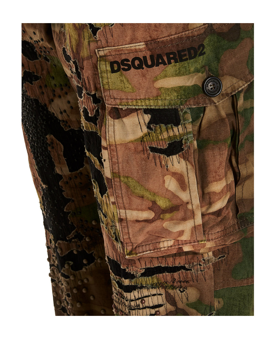 DSQUARED2 STUD-EMBELLISHED CAMOUFLAGE-PRINT TROUSERS