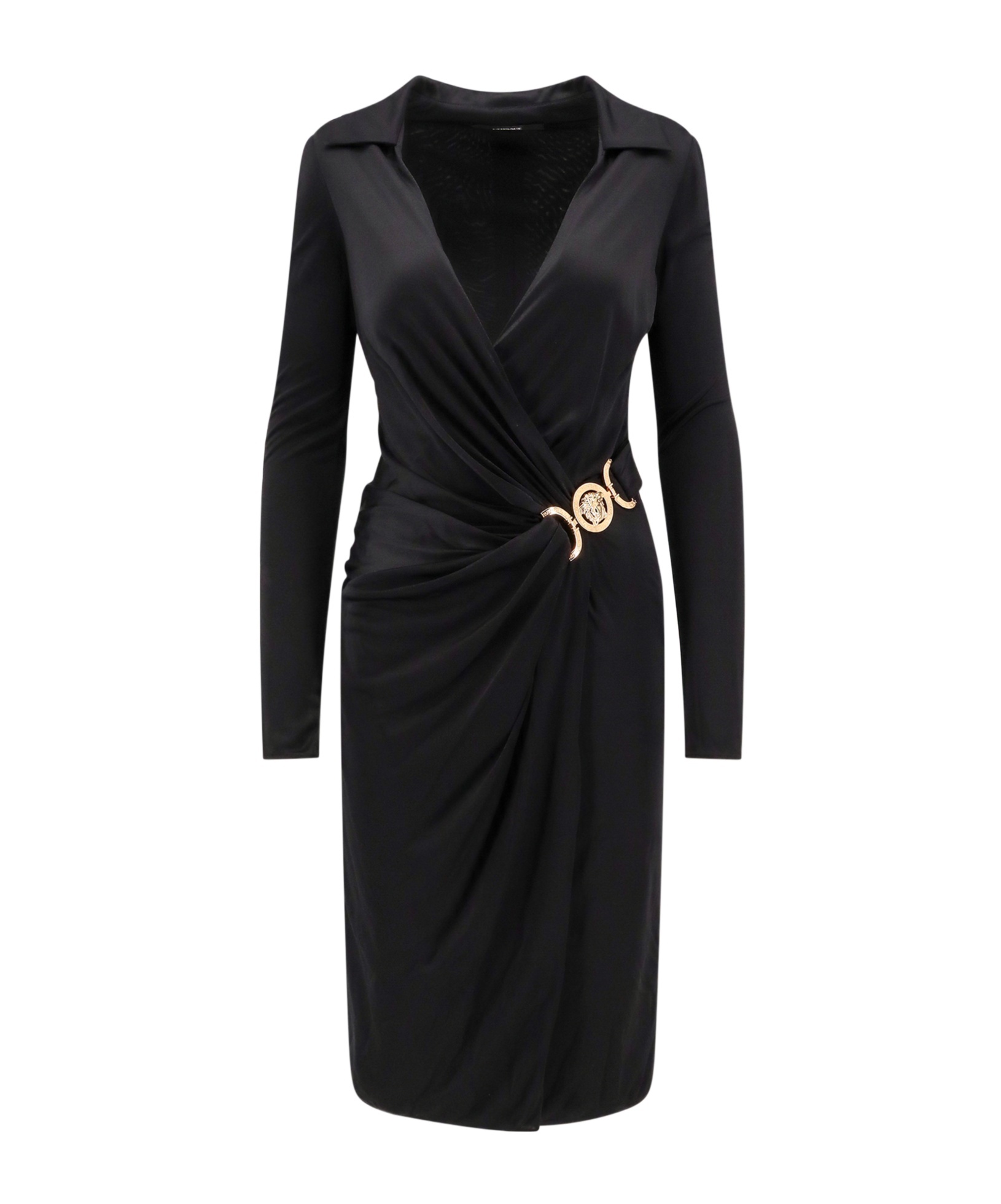 VERSACE MEDUSA-PLAQUE JERSEY MIDI DRESS