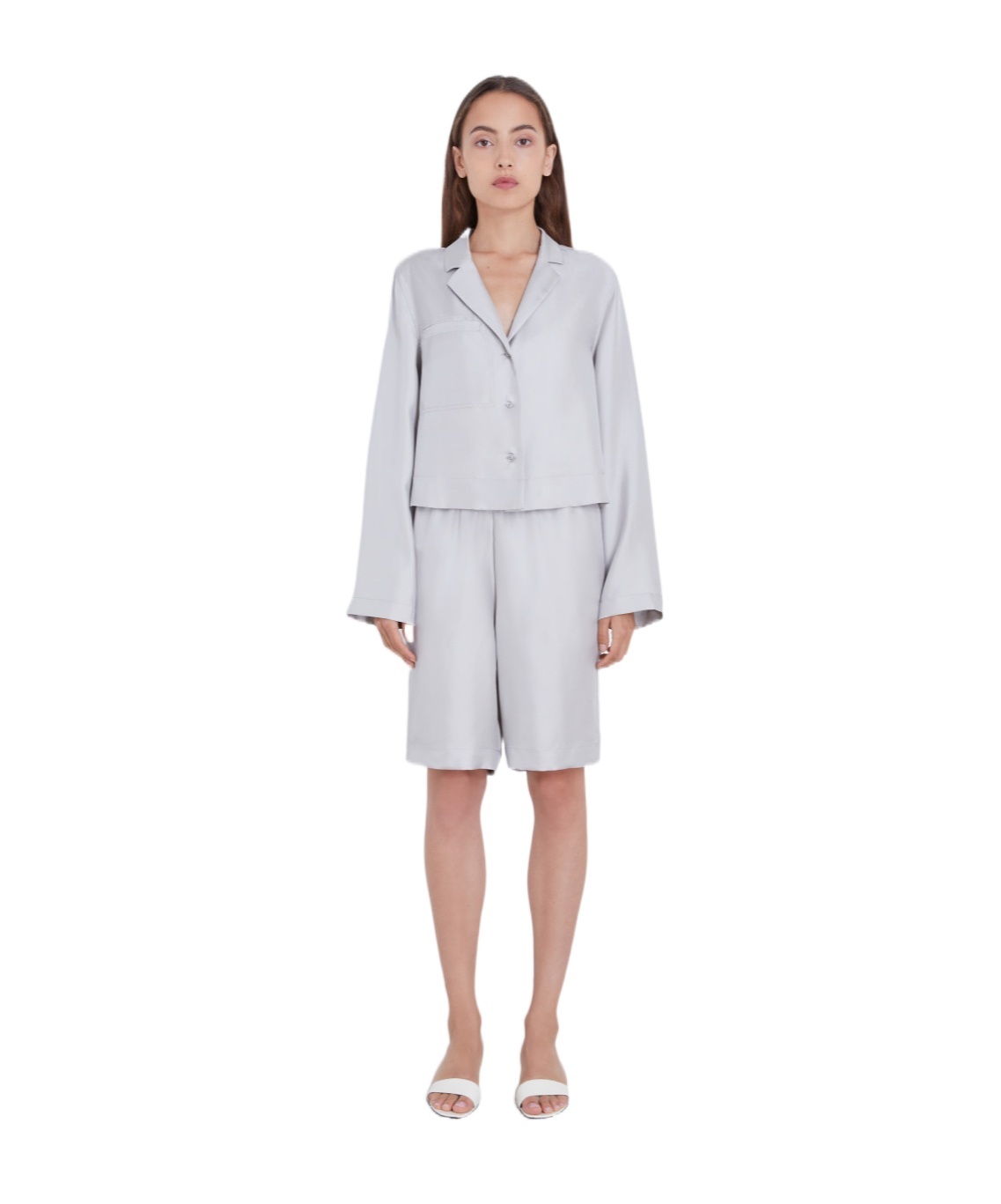 Loulou Studio A Short Sleeved Shirt In Gray