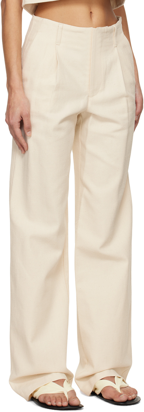 Loulou Studio Belt Ring Casual Pants In White
