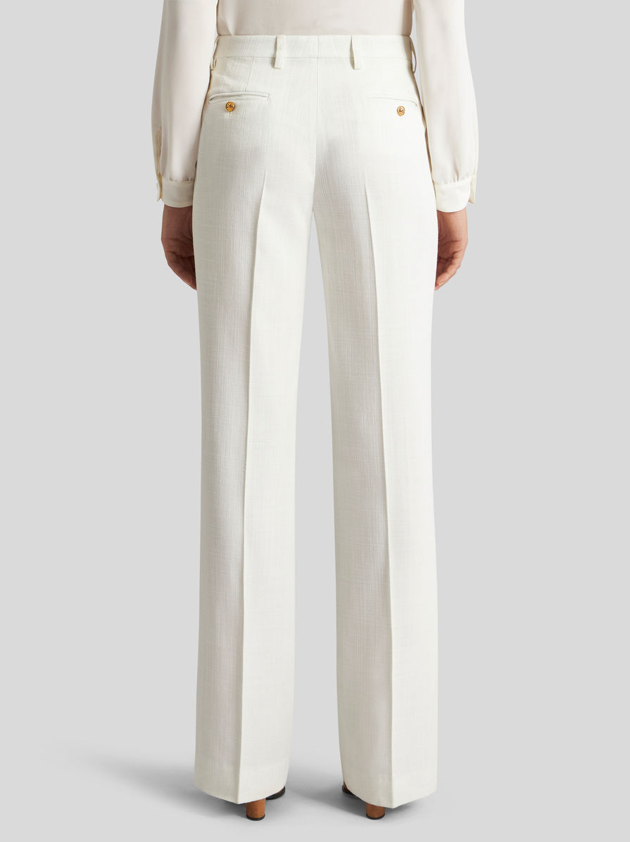 Etro Tailored White Trousers With Flared Hem In White