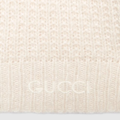 Gucci Logo-embroidered Knitted Roll-neck Jumper In Nude