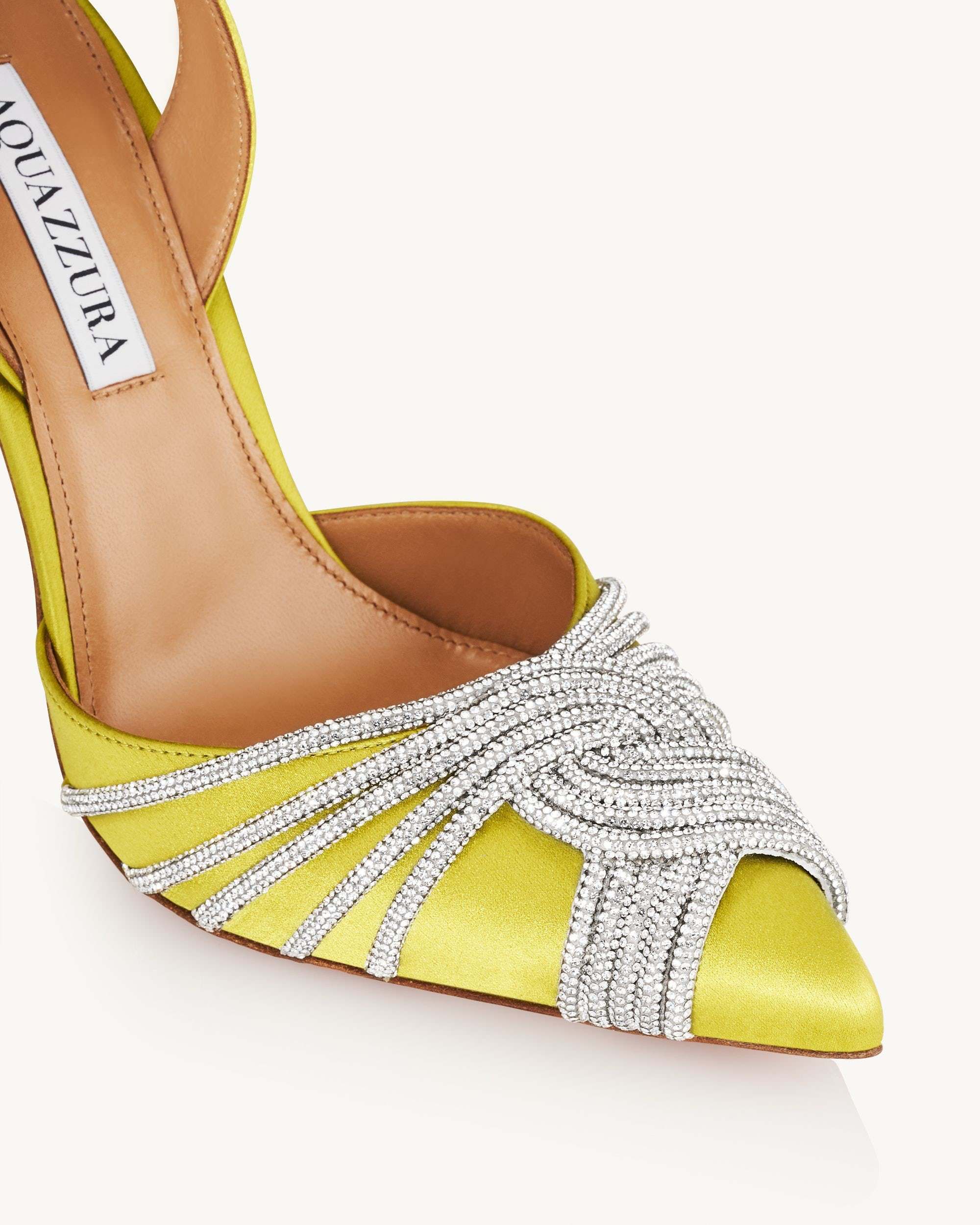Aquazzura Gatsby 105mm Crystal-embellished Pumps In Yellow