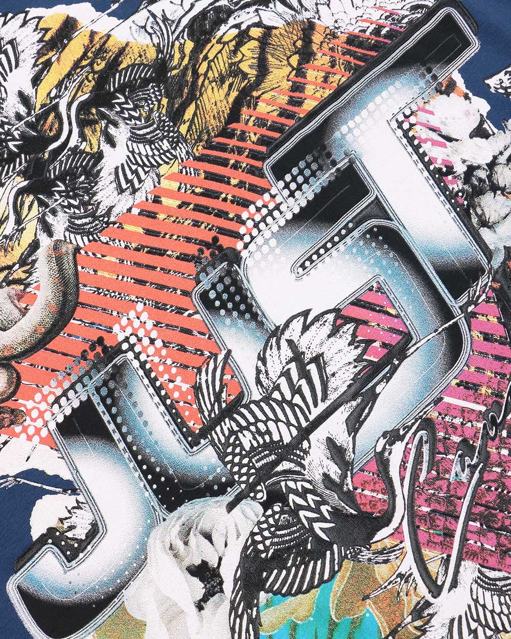 JUST CAVALLI ROUND COLLAR LOGO T-SHIRT