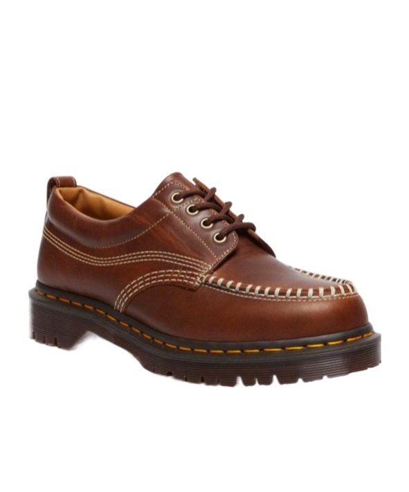 Dr. Martens Lowell Contrast-stitching Derby Shoes In Brown