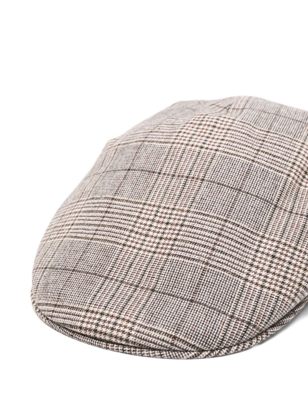 Borsalino Checked Wool Blend Cap With Curved Brim In Neutral