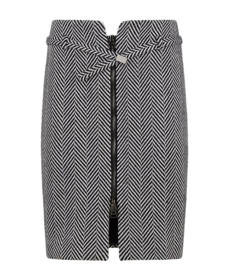 Tom Ford Chevron-pattern Midi Pencil Skirt In Black