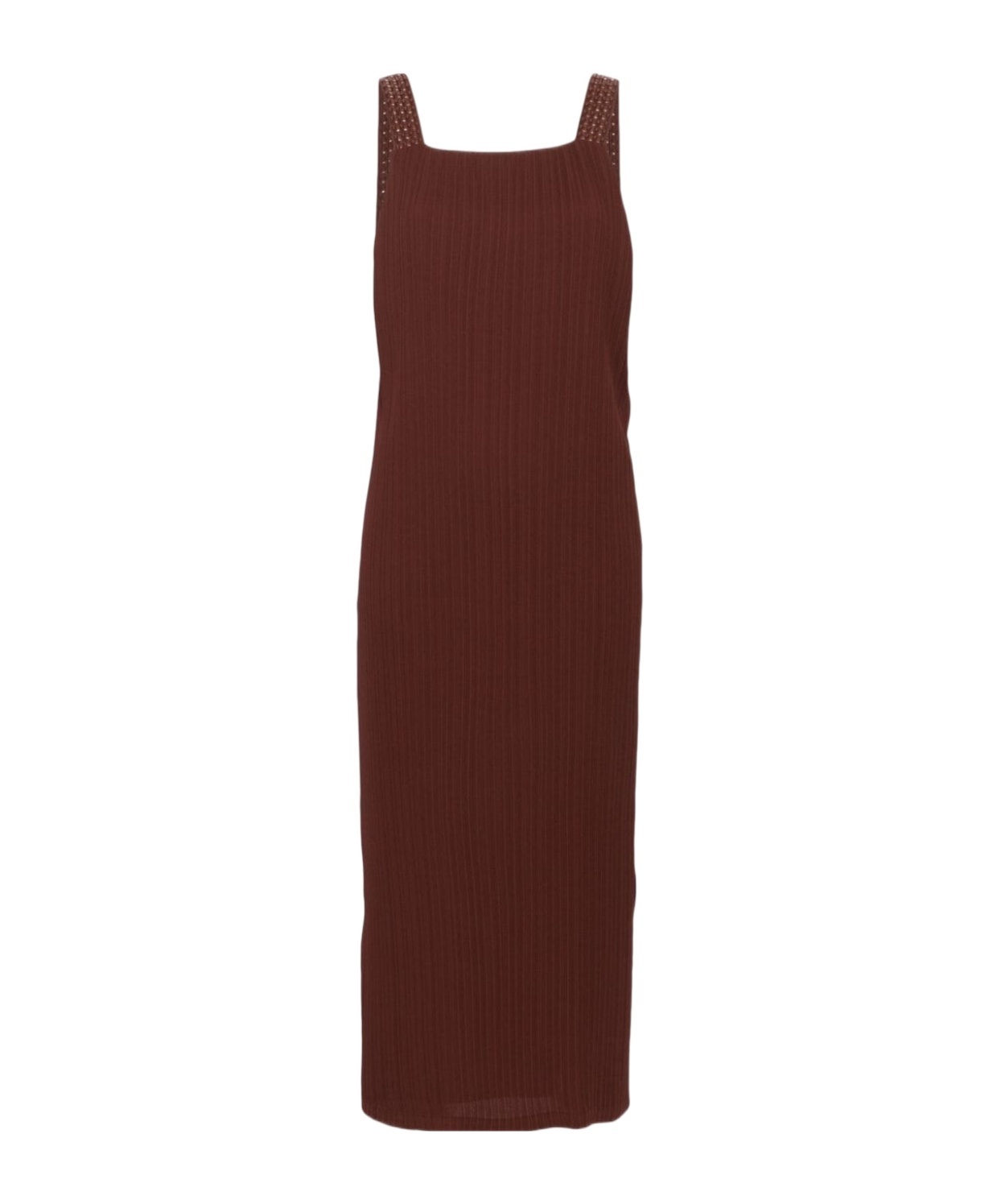 Alysi Interwoven-straps Plissé Midi Dress In Brown