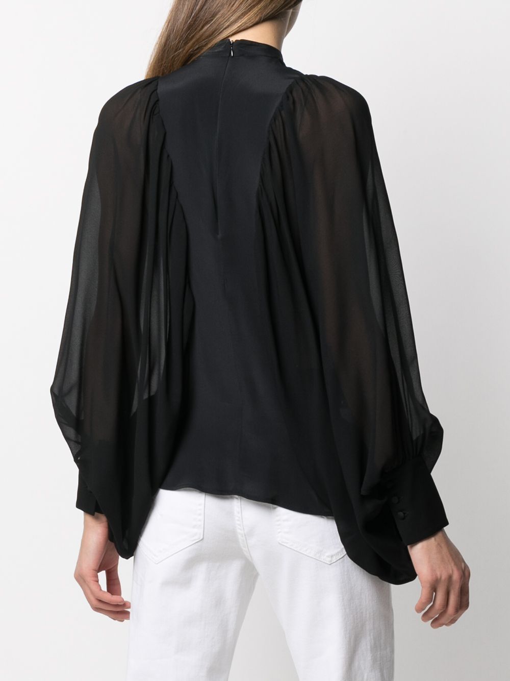 Dondup Sheer Bat Sleeves Blouse In Black