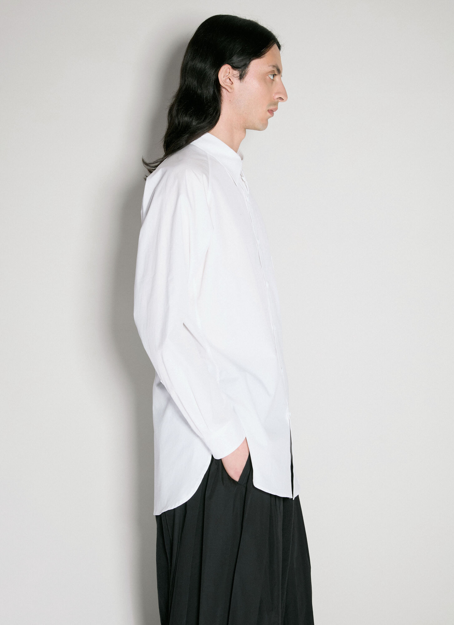 Shop Yohji Yamamoto Long-sleeved Shirt In White