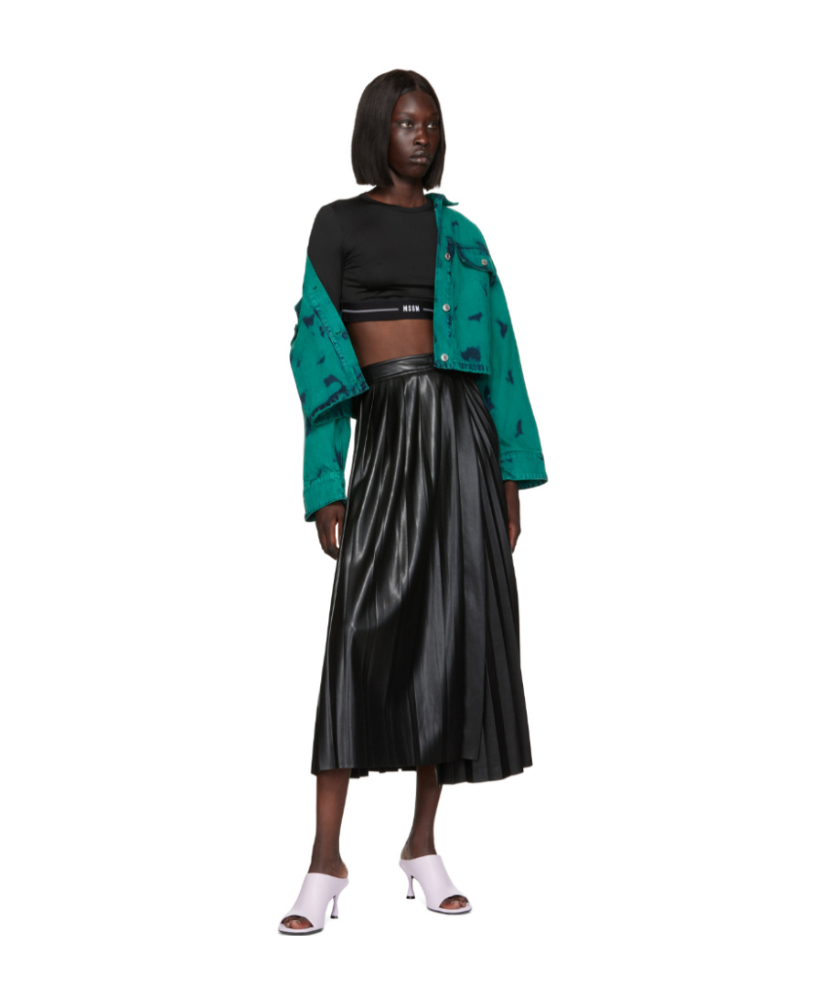 Msgm Ssense Exclusive Blue Denim Jacket In Green