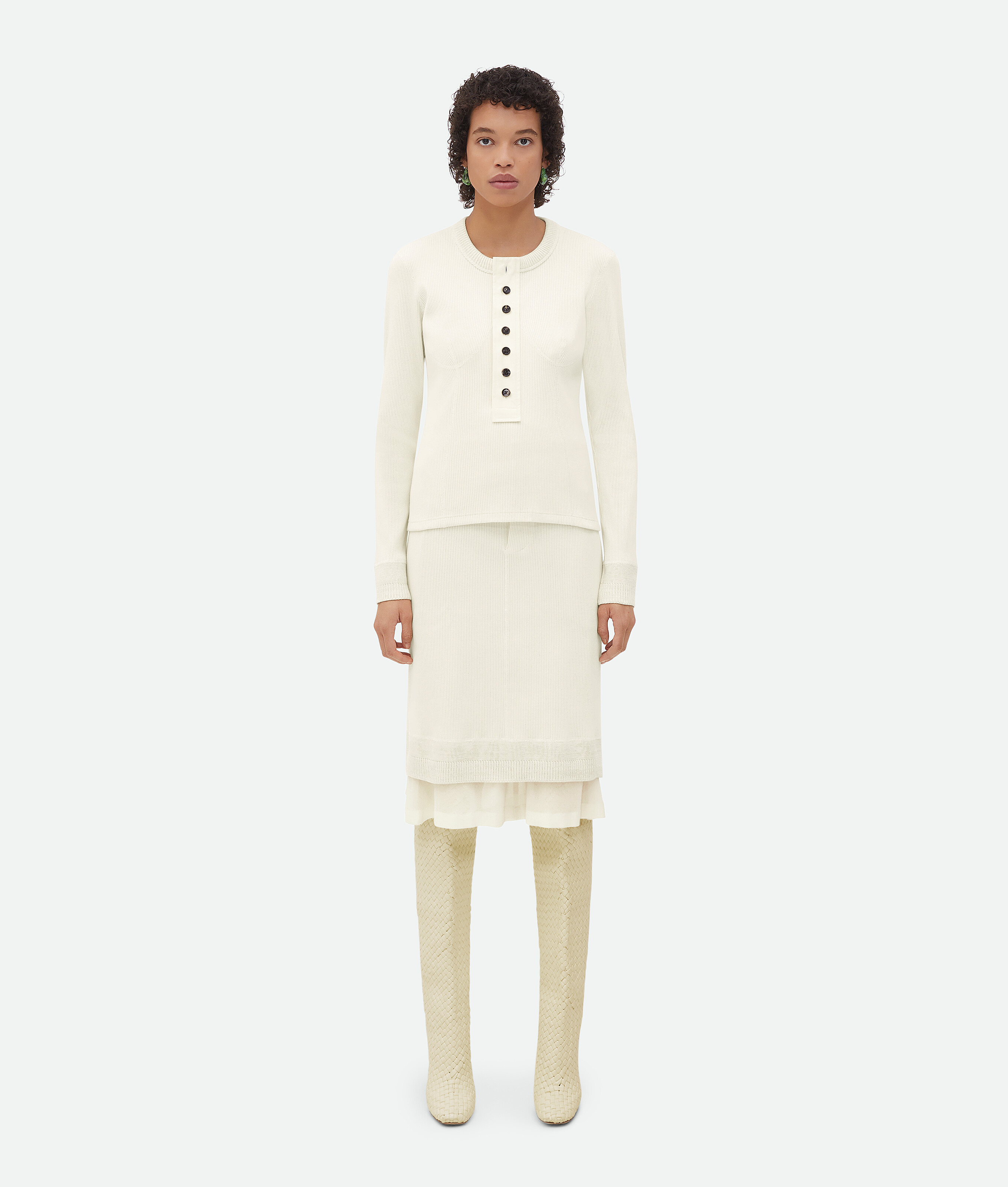 Shop Bottega Veneta Compact Ribbed-knit Top In White