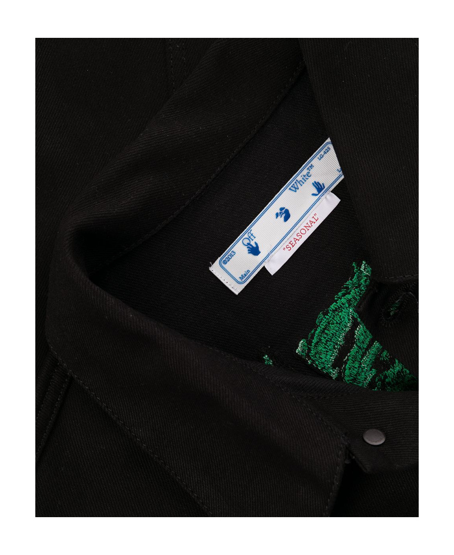 Off-white X Neen Embroidered Denim Jacket In Black