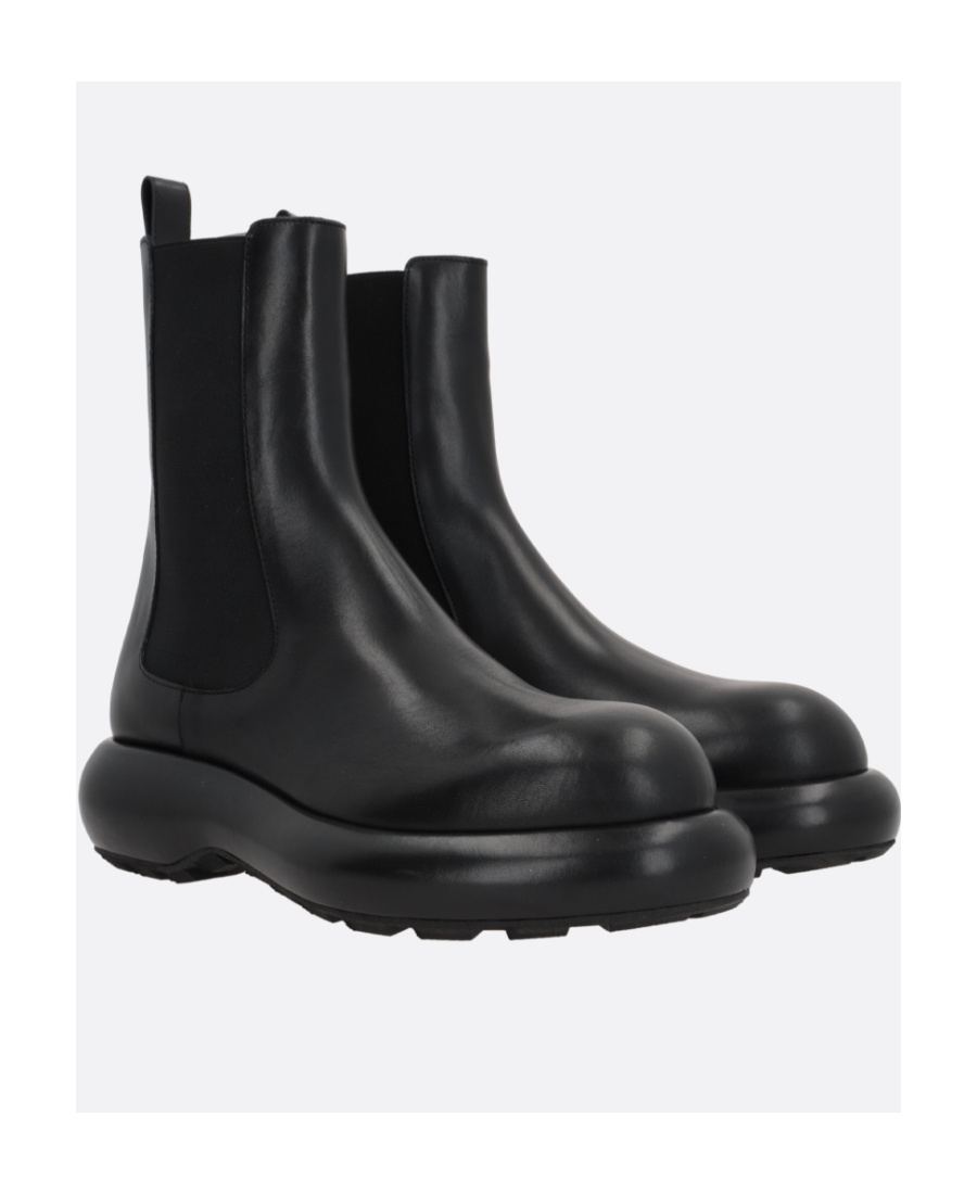 Jil Sander Black Black Leather Chelsea Boots In Black