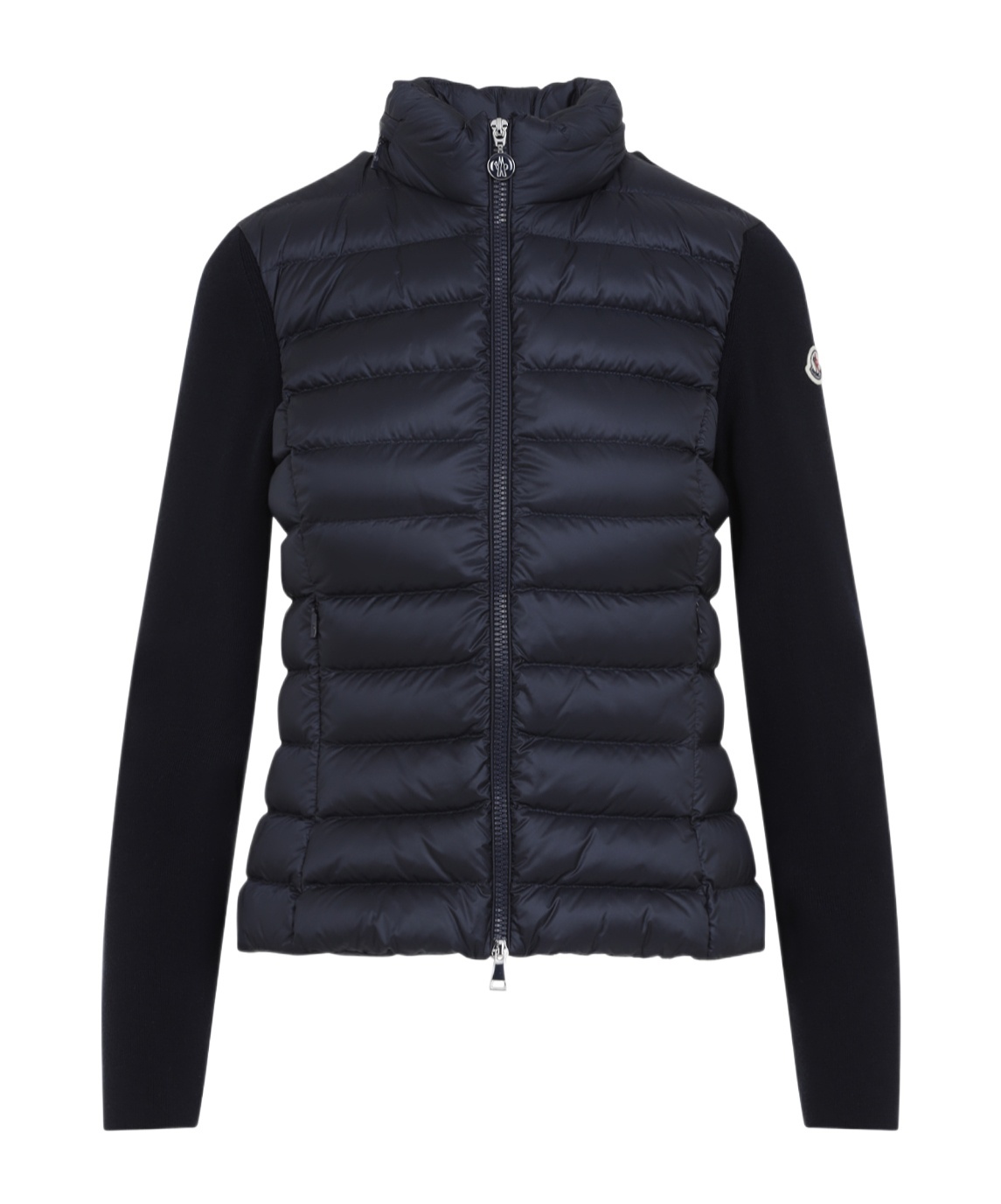 Moncler Black Wool Blend Tricot Jacket In Blue