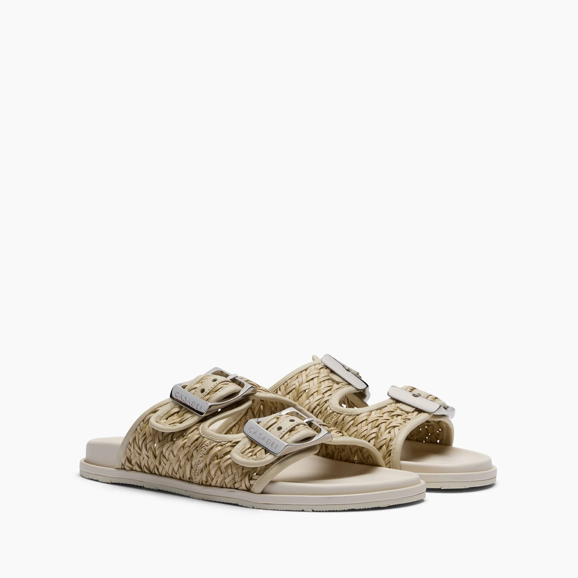 Casadei Birky Braided Sandals In Neutral