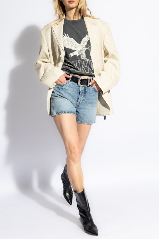 Shop Anine Bing Logo-print Cotton T-shirt In Black