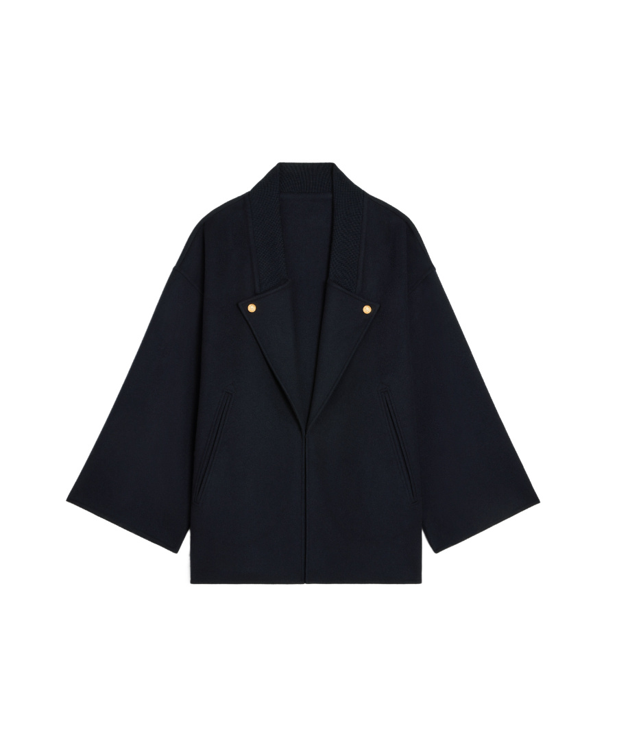 Celine Long-sleeved Lapel Coat In Black