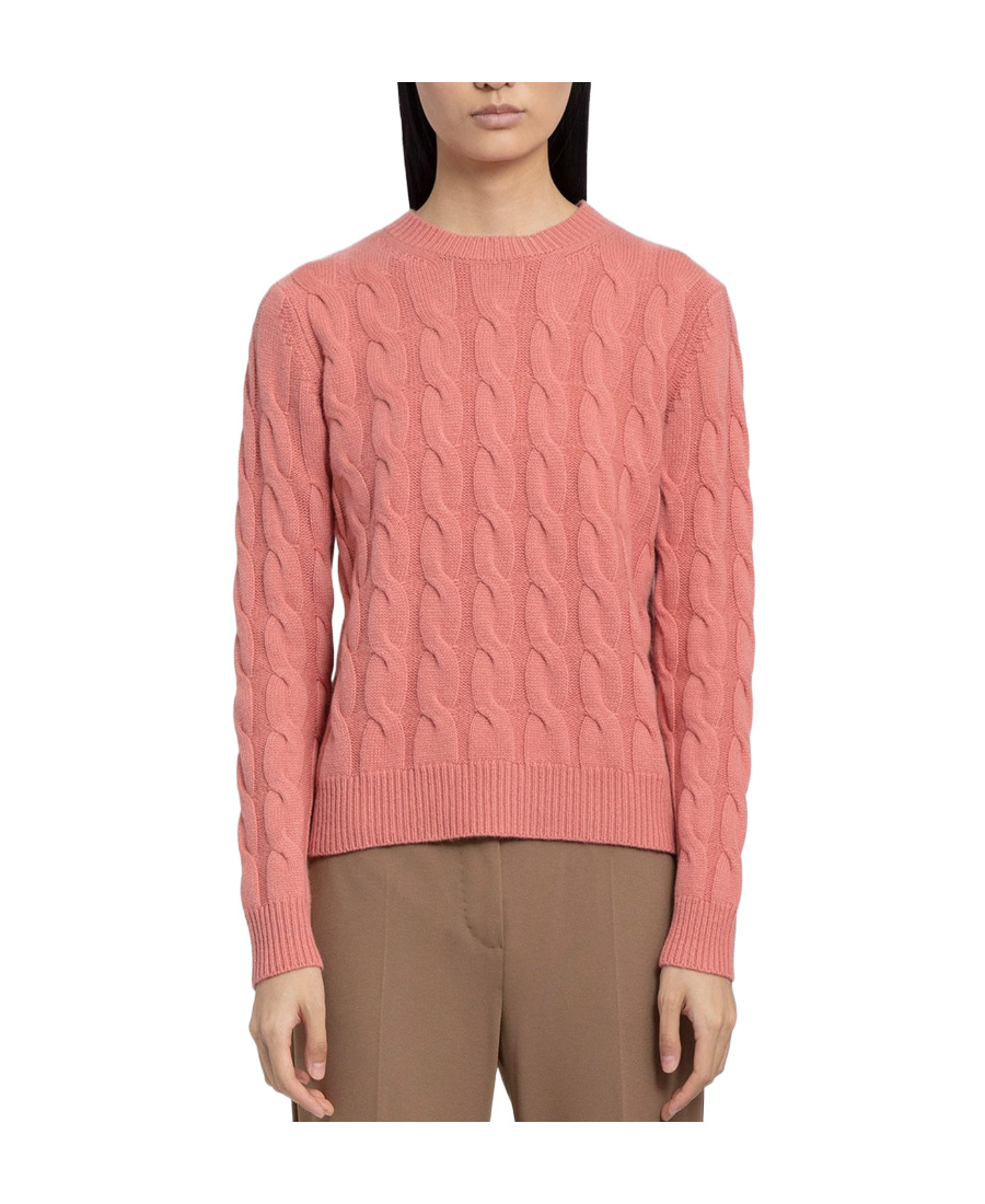 Max Mara Twisted Knitted Cashmere Pullover In Pink